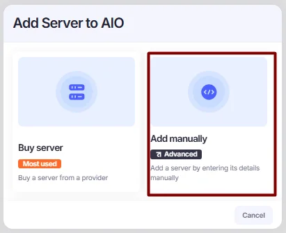 Add Server window.