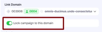 Lock campaign to this domain toggle.