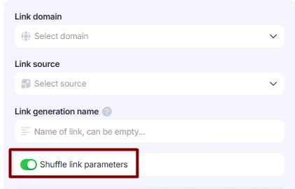Shuffle link parameters toggle.