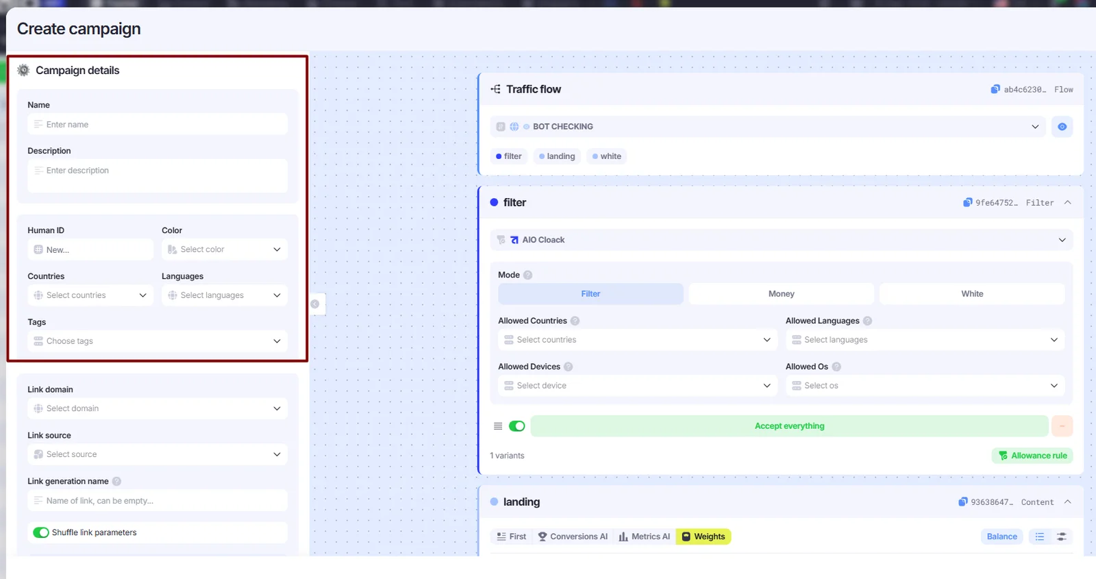Create Campaign window.
