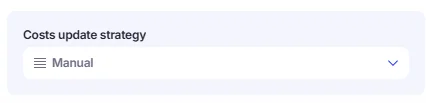 Cost update strategy section in Create Campaign window.