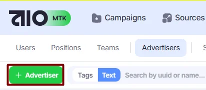 +Advertiser button.