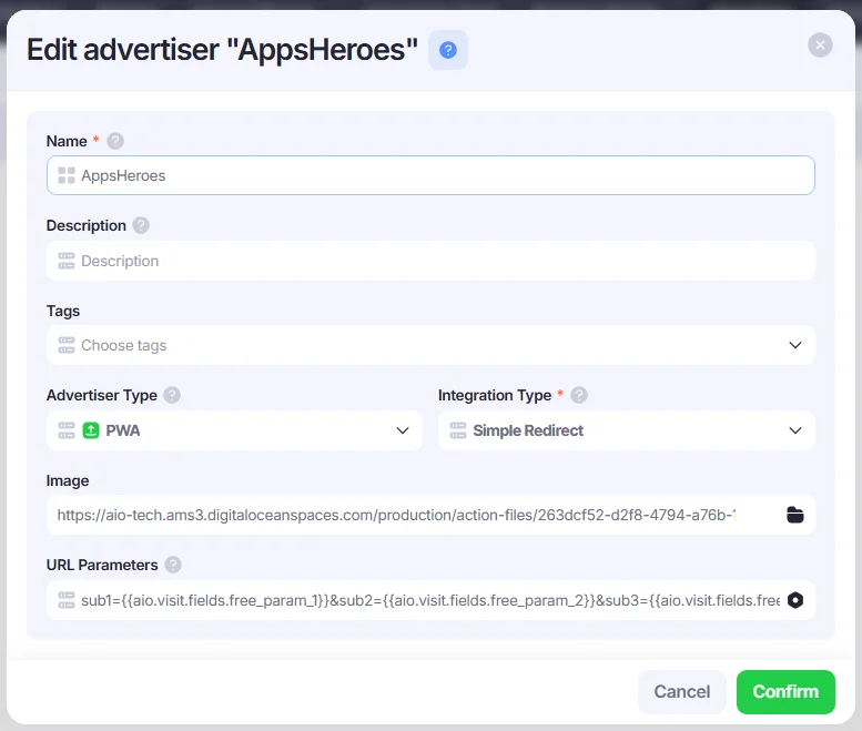 Add Destination by Advertiser