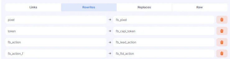 Examples of rewrites in Rewrites block.