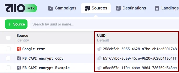 UUIDs in Sources section.