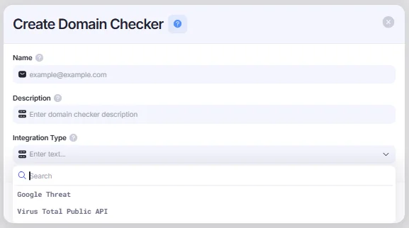 Create Domain Checker window.