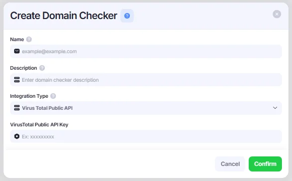 Create Domain Checker window.