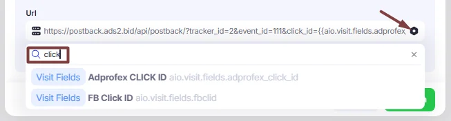 Hexagon icon for accessing the list of available placeholders.