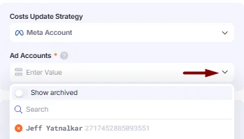Ad Accounts drop-down list.
