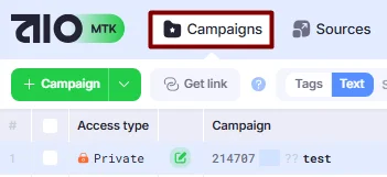 Campaigns tab.