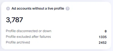 Ad accounts without a live profile card.