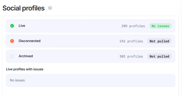 Social Profiles window.