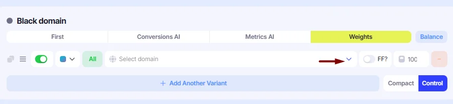 Domain drop-down list in Edit campaign window.