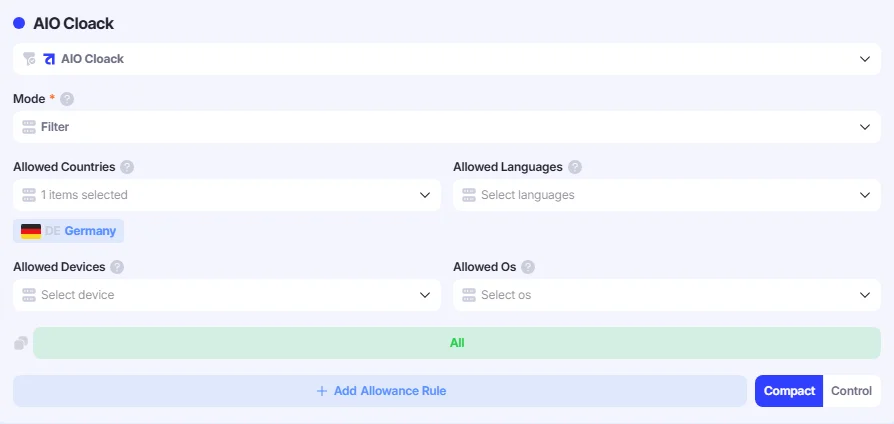 AIO Cloak configuration example.
