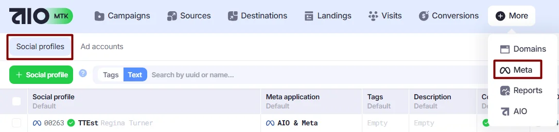 Social Profiles section.