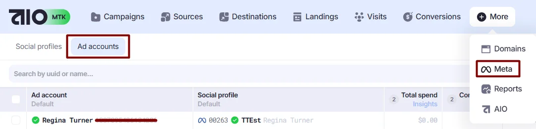 Ad Accounts section.
