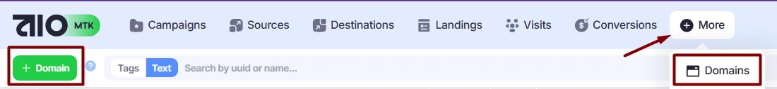 Add Domain button.