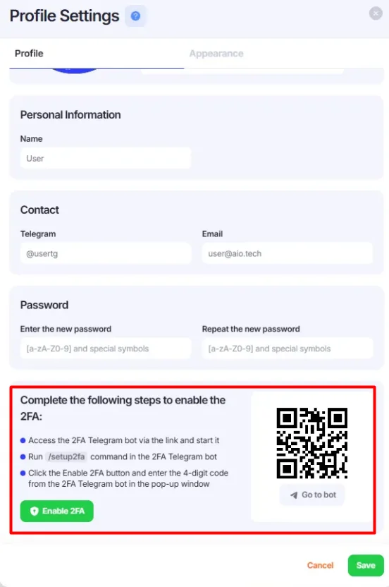 1. Setting up 2FA