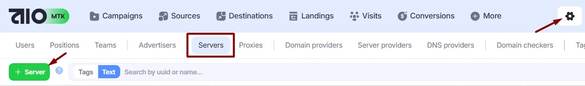 Add Server button.