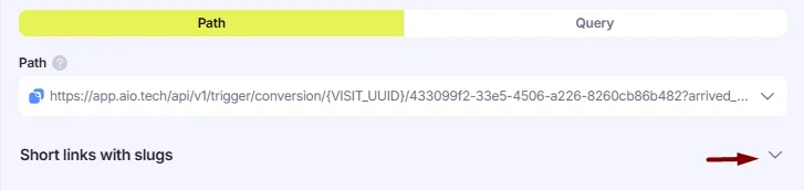 Short link with slugs submenu.