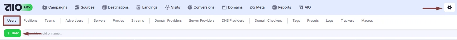 Users section.