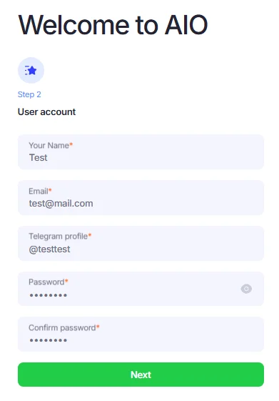 Registration window.