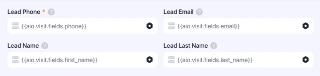 Lead data fields from the integration template in Destinations.