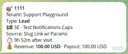 Conversion created notification example.