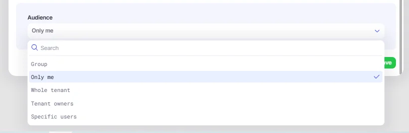 Audience drop-down list.