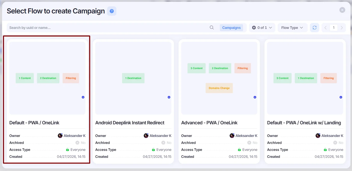 Select Flow window.