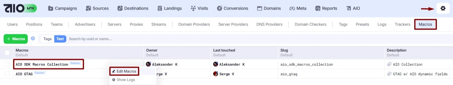 AIO SDK Macros Collection.