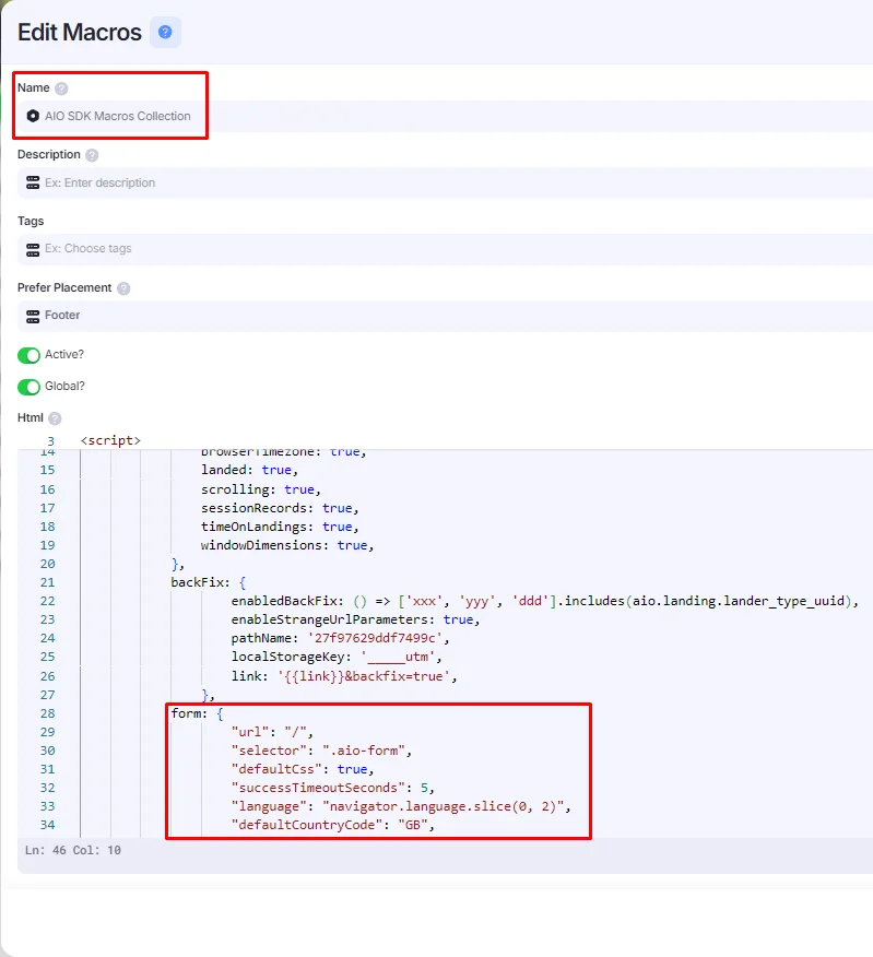 Custom behavior configuration added in AIO SDK Macros Collection.