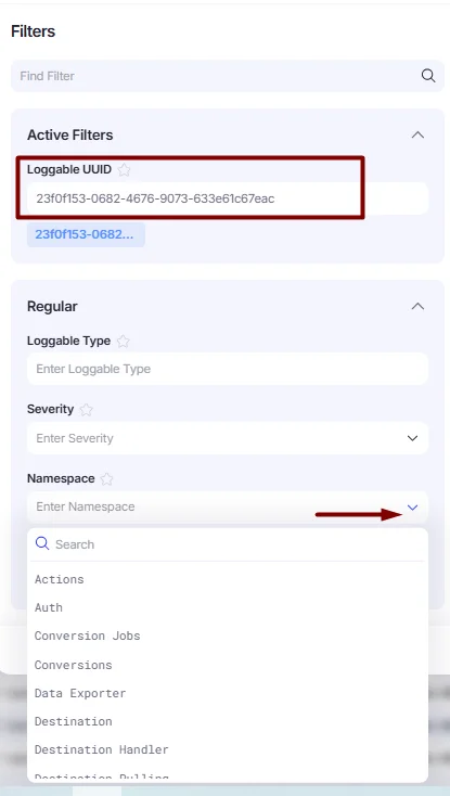 Loggable UUID and Namespace fields.