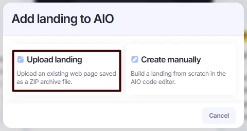 Add Landing to AIO window.