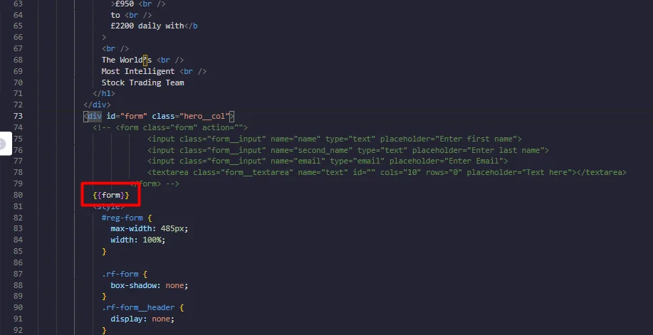 {{form}} tag usage example.